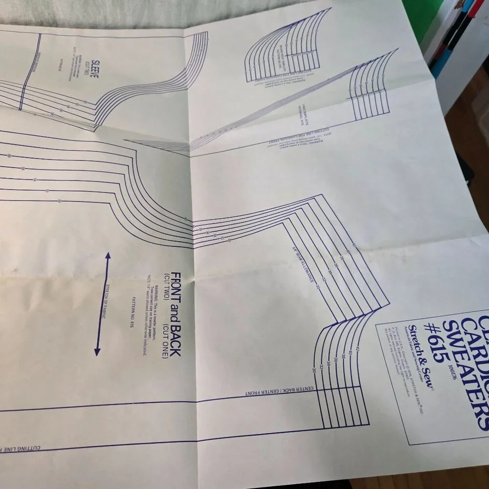 Stretch & Sew 615 sewing pattern Classic Cardigan Sweaters 70s UNCUT Vintage